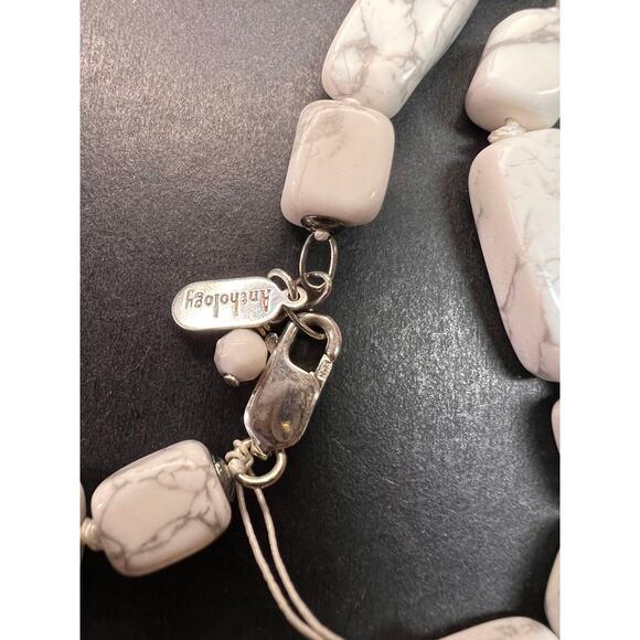 NEW Anthology howlite 36 inch knotted necklace with sterling silver clasp - Picture 3 of 11